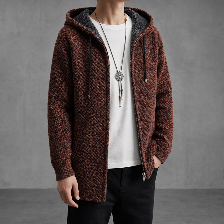 Men's Fleece-Lined Hooded Cardigan
