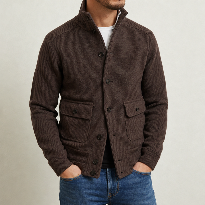Men's Stand Collar Knit Jacket