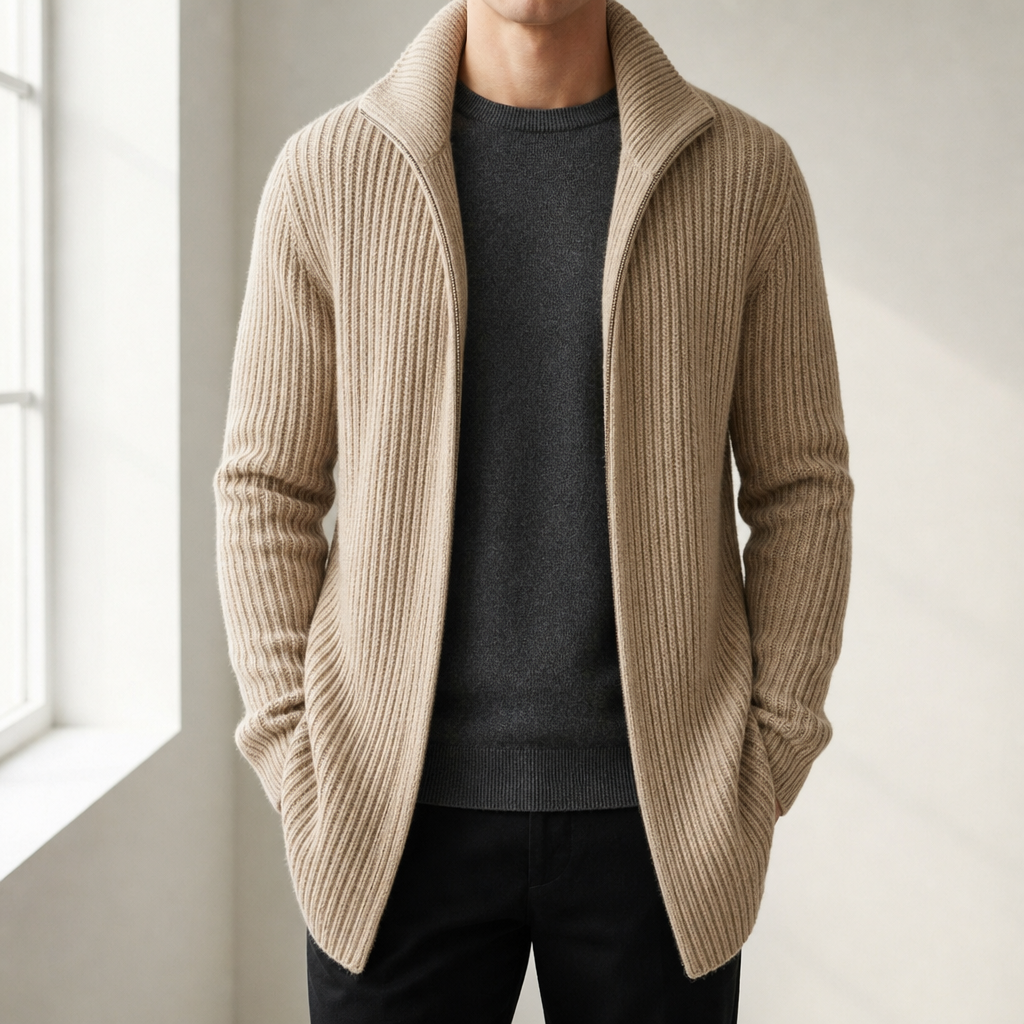 Men's Ribbed Knit Cardigan