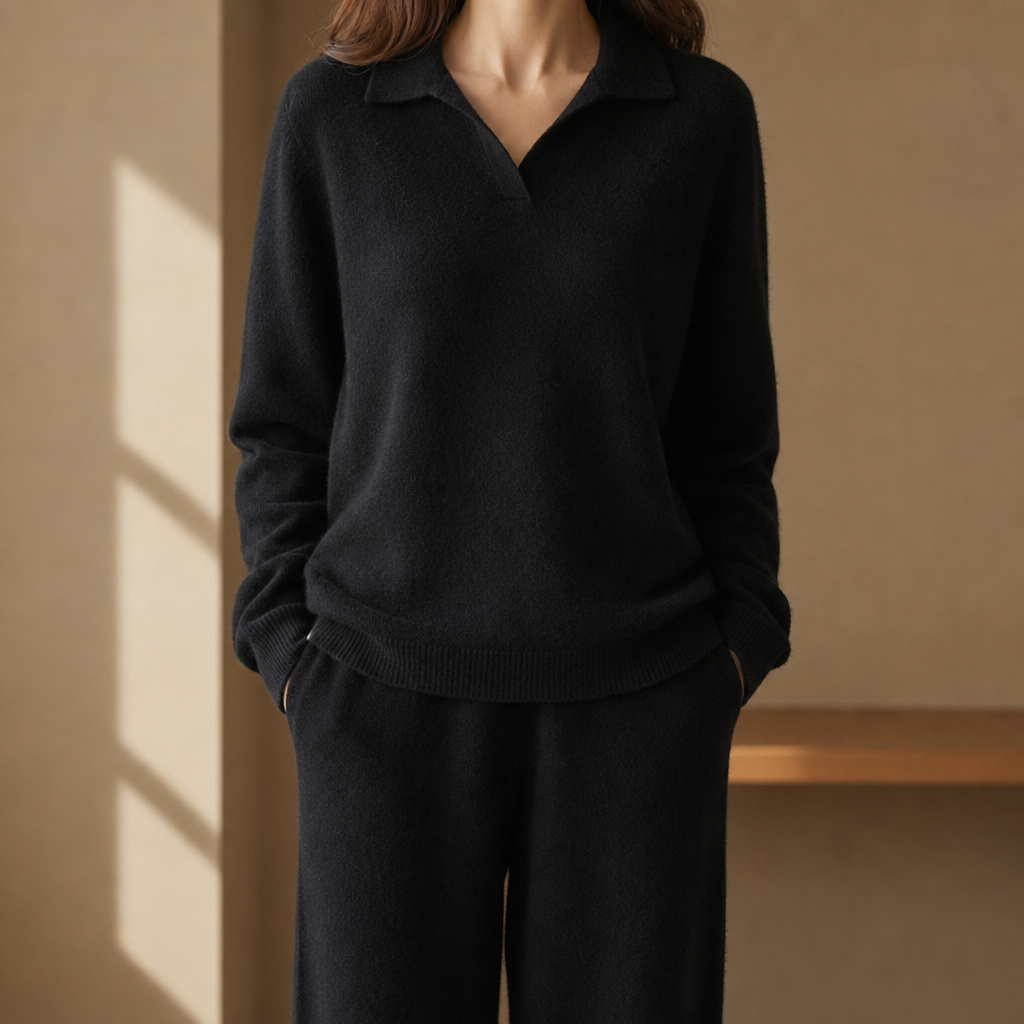 Women's Cashmere Polo Sweater Set