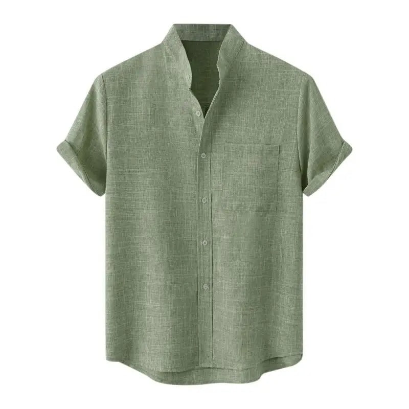 Men's Airy Summer Shirt with Stand-Up Collar for Comfort and Style