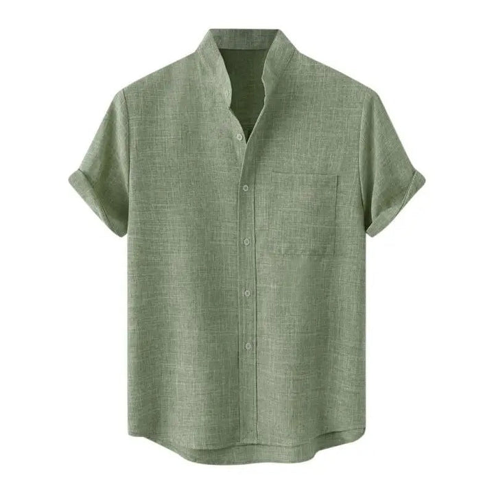 Men's Airy Summer Shirt with Stand-Up Collar for Comfort and Style