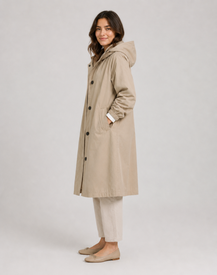 Women's Lightweight Hooded Trench Coat for Everyday Wear
