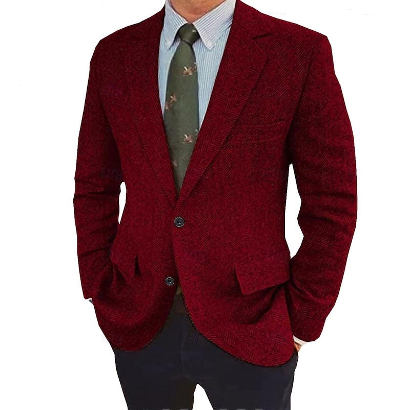 Men's Retro Single-Breasted Two-Button Blazer