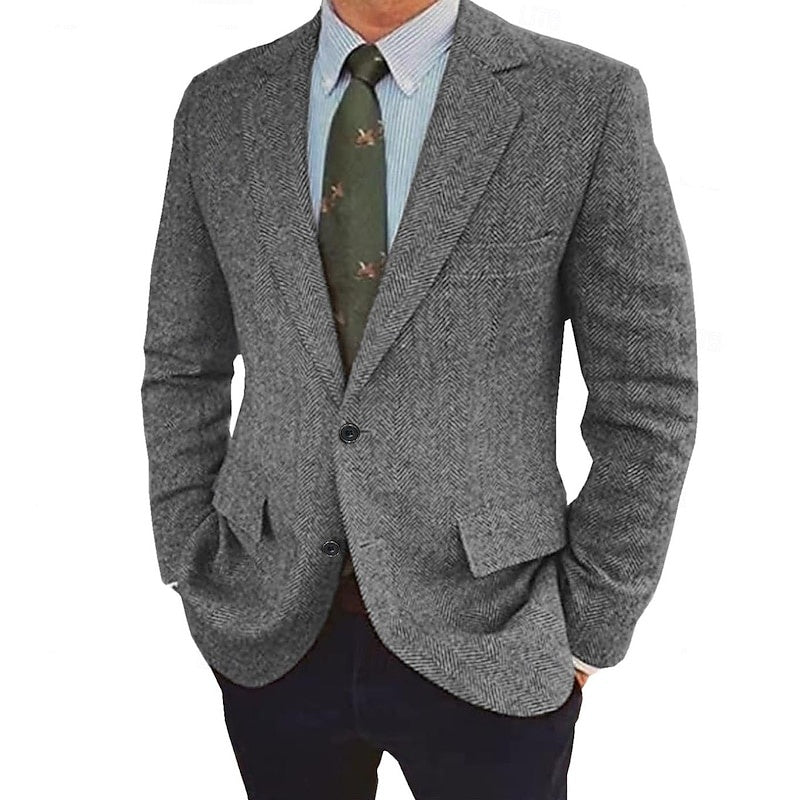 Men's Retro Single-Breasted Two-Button Blazer