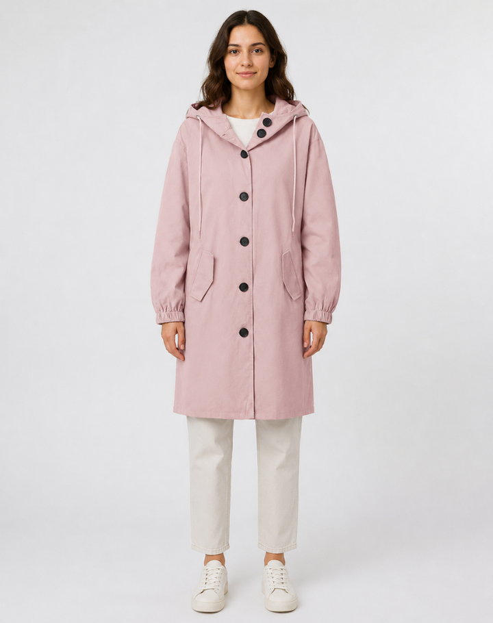 Women's Lightweight Hooded Trench Coat for Everyday Wear