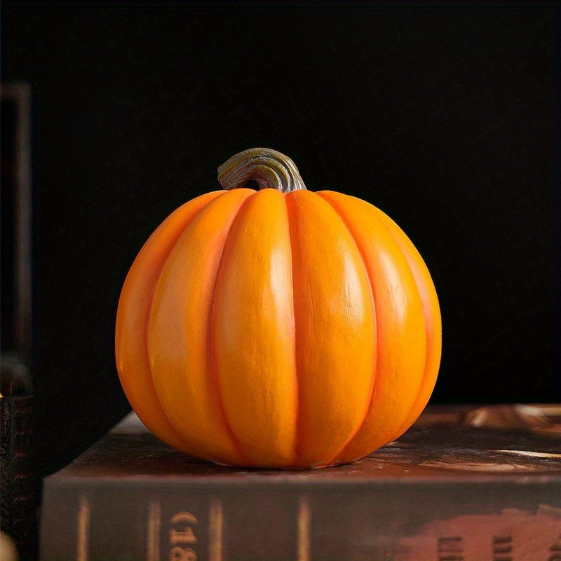 Halloween's Carved Jack O'Lantern Ornament with Skull Design in Resin