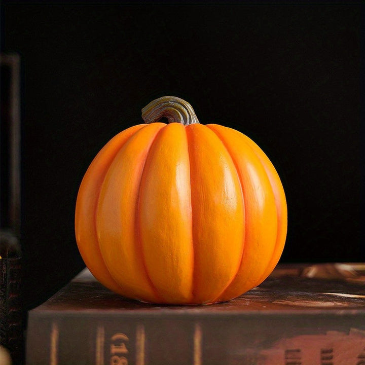 Halloween's Carved Jack O'Lantern Ornament with Skull Design in Resin