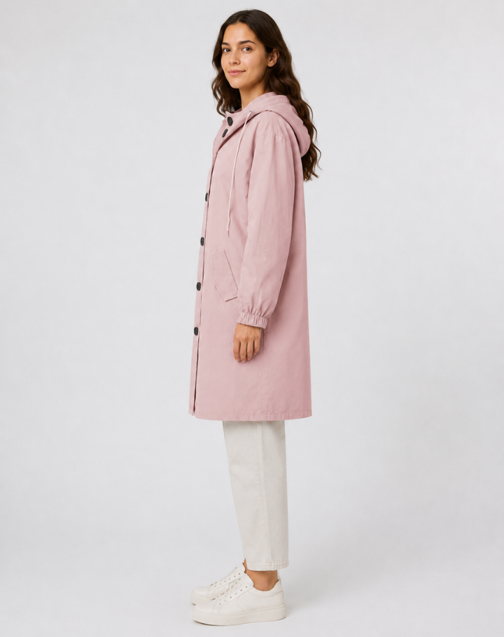 Women's Lightweight Hooded Trench Coat for Everyday Wear