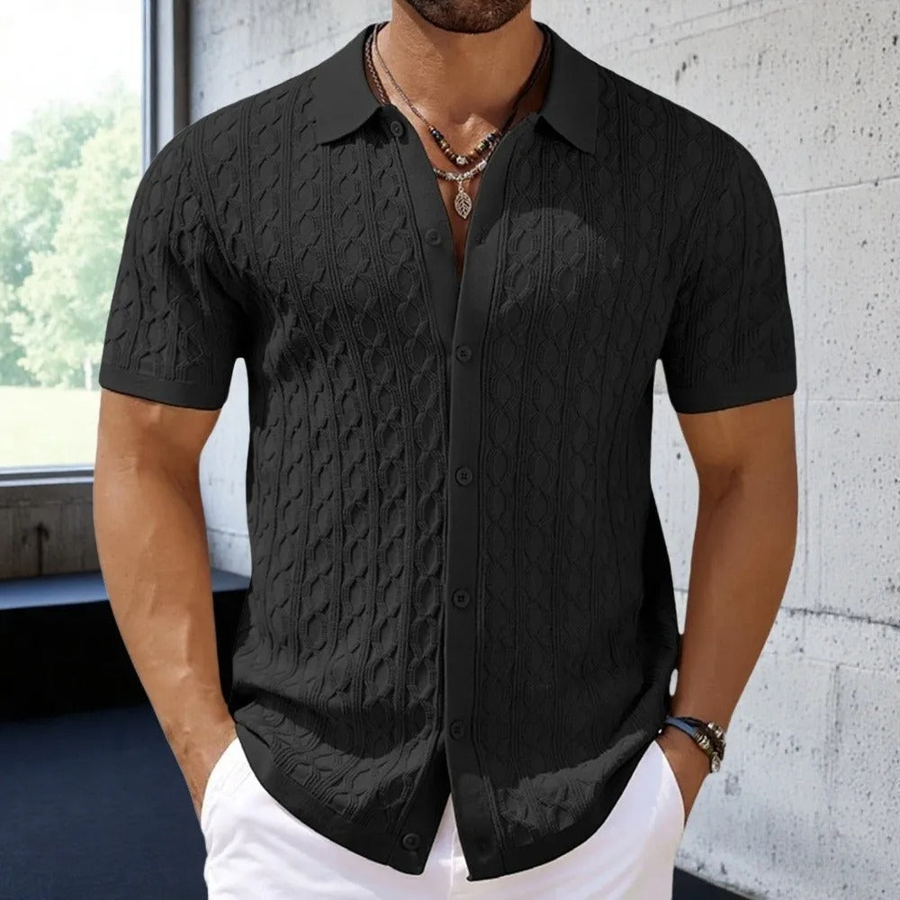Men's Structured Short Sleeve Knitting Shirt