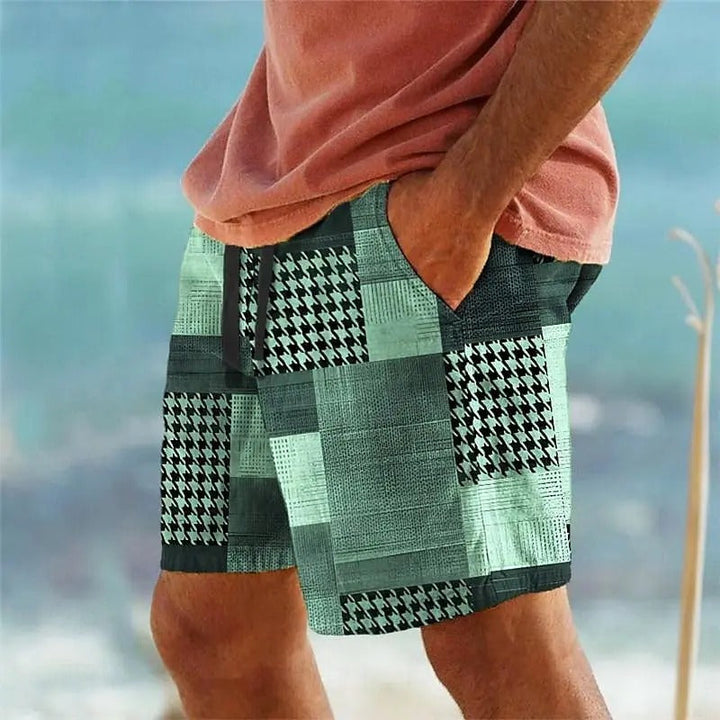Men's Patchwork Shorts with Fun Cockfest Patterns