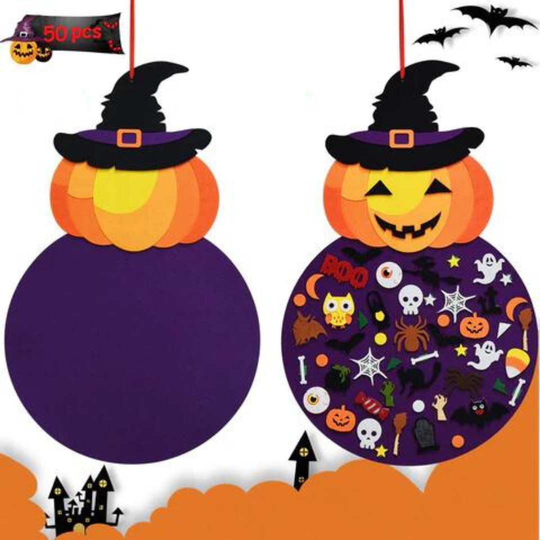 Halloween's Felt Board Set with 50+ Pieces and Wall Hanging Design