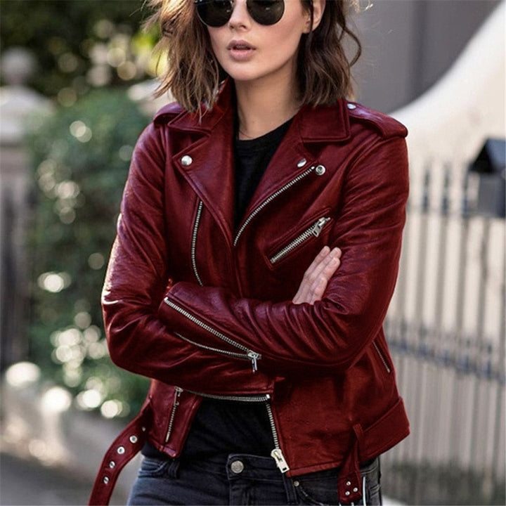 Women's Vibrant Color High-Quality Leather Jacket