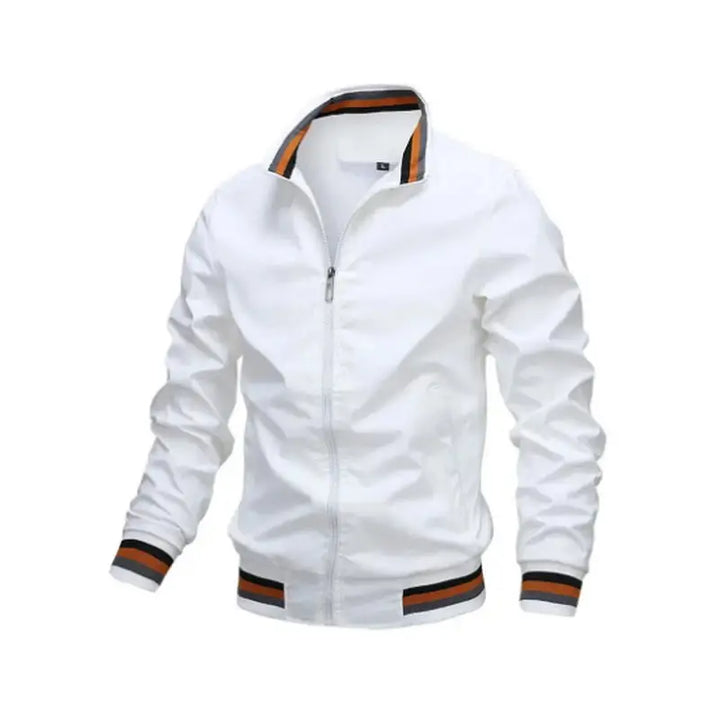 Men's Lightweight Waterproof White Bomber Windbreaker Jacket