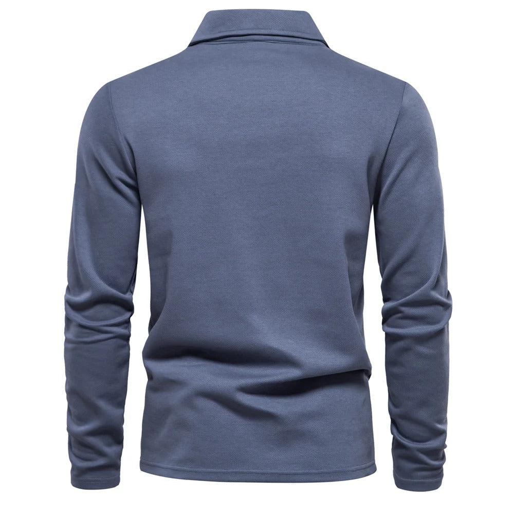 Men's Elegant Long-Sleeved Polo Shirt for Stylish Comfort