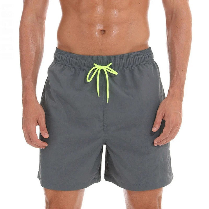 Men's Single-Colored Swim Shorts with Contrast Drawstring