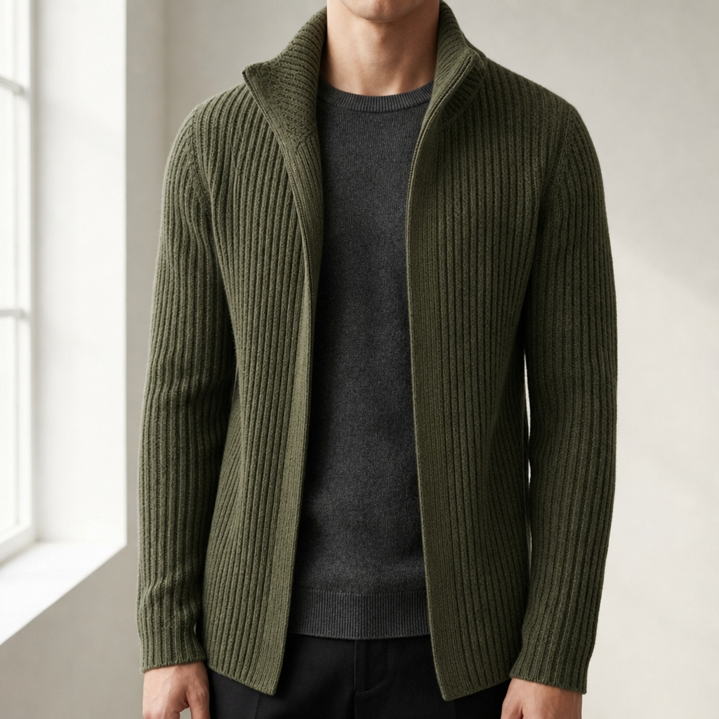 Men's Ribbed Knit Cardigan