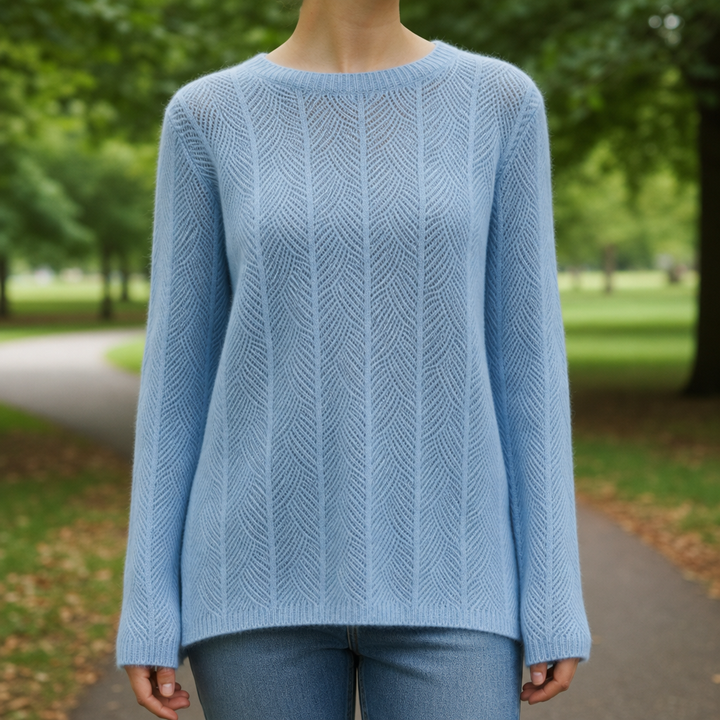Women's Open Knit Crewneck Sweater
