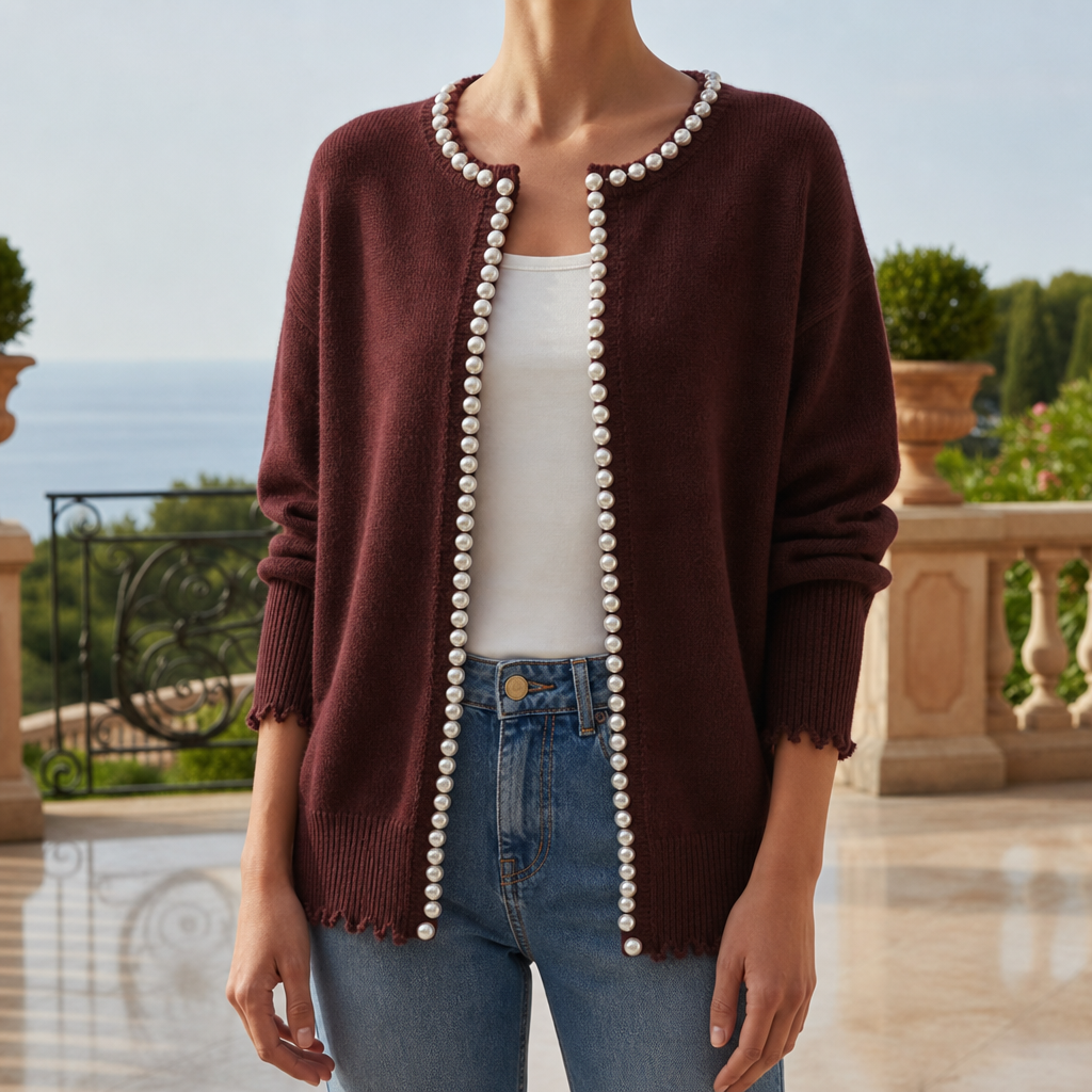 Women's Pearl Trim Cardigan