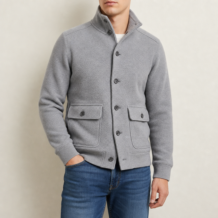 Men's Stand Collar Knit Jacket