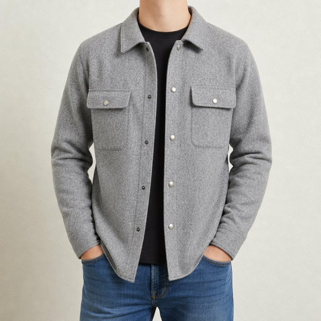Men's Button-Up Jacket with Angel Design