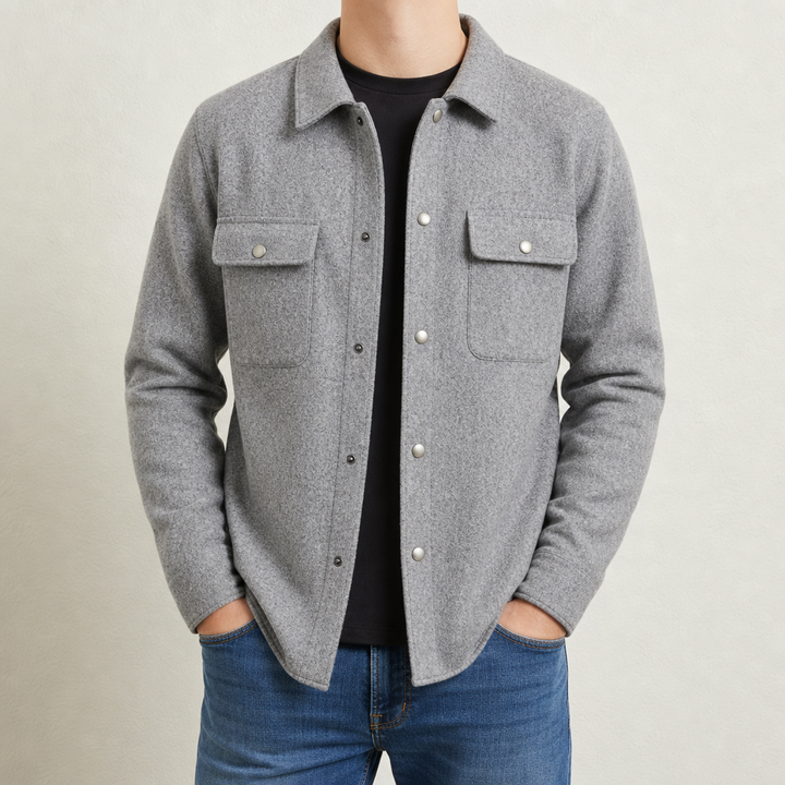 Men's Button-Up Jacket with Angel Design