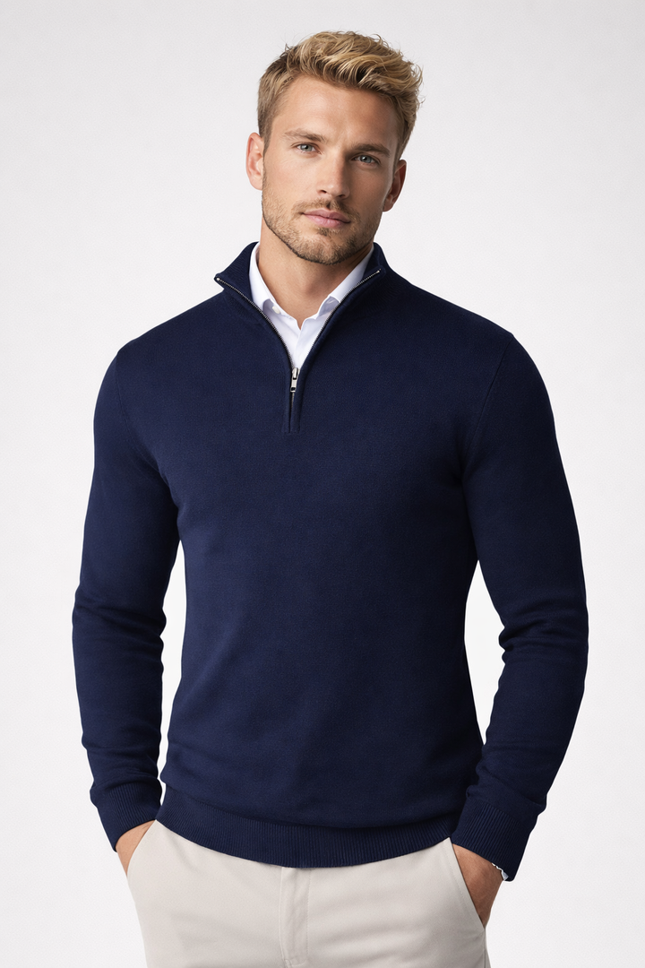 Men's Modern Half Zip High Neck Sweater