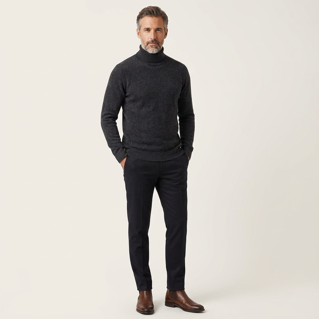 Men's Ribbed Roll-Neck Sweater