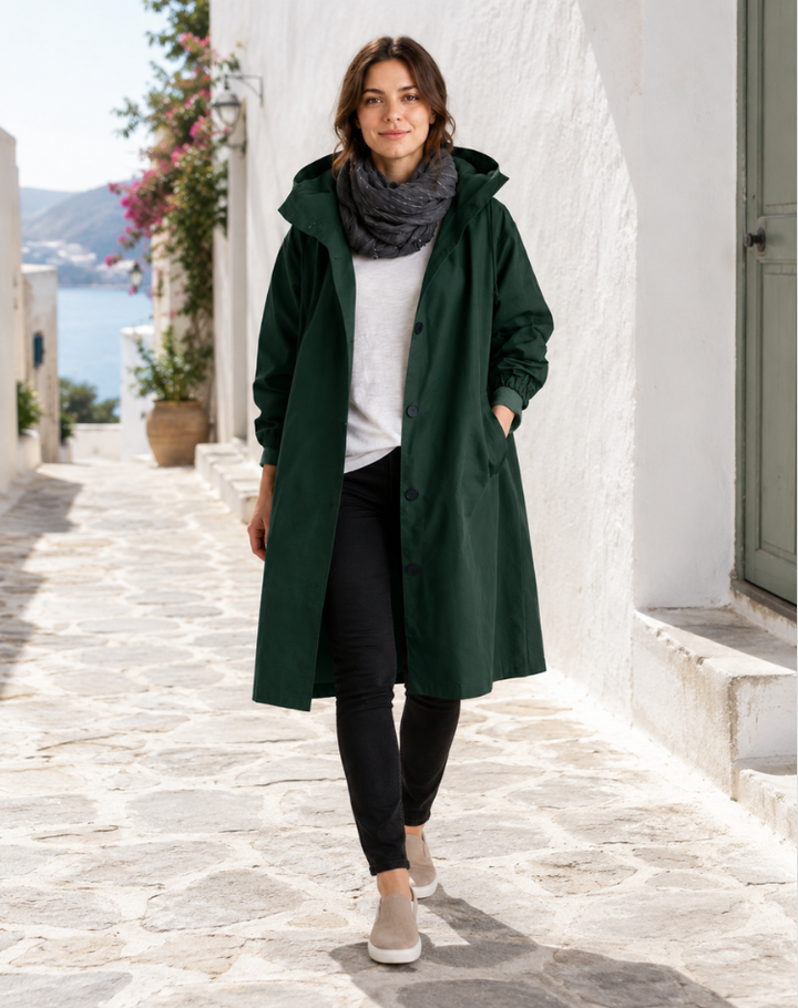 Women's Lightweight Hooded Trench Coat for Everyday Wear