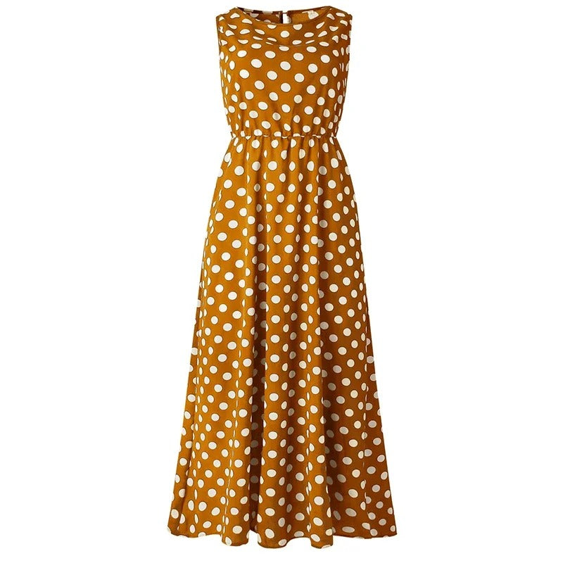 Women's Smart Dot Dress with Waist Detail