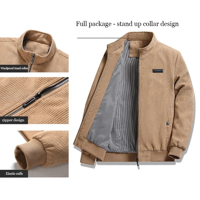 Men's Lightweight Casual Corduroy Cotton-Padded Work Jacket