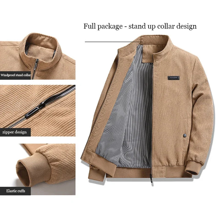 Men's Lightweight Casual Corduroy Cotton-Padded Work Jacket
