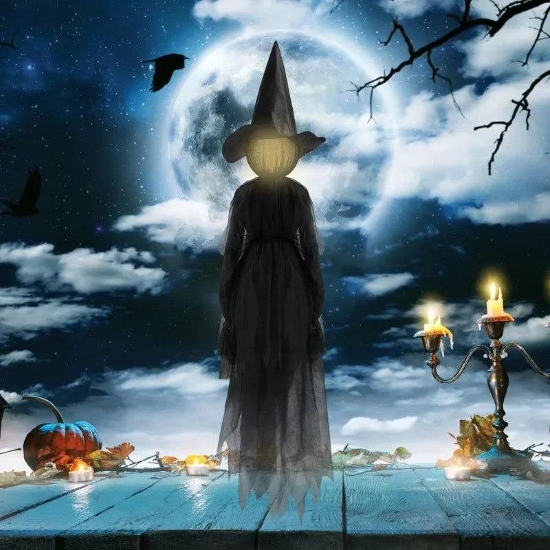Halloween's Glowing Witch Figures with Sound Sensors and Flickering Heads