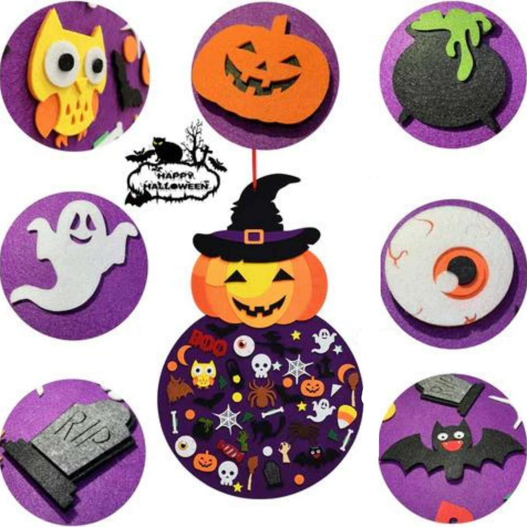 Halloween's Felt Board Set with 50+ Pieces and Wall Hanging Design