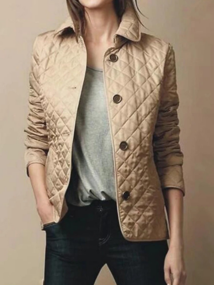 Women's Casual Quilted Jacket with Down Collar