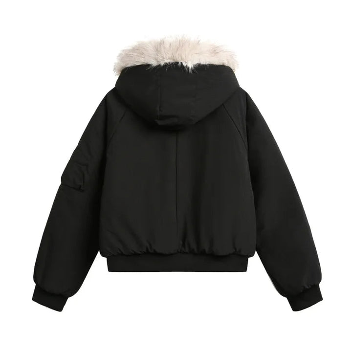 Men's Warm Bomber Jacket with Fur Hood
