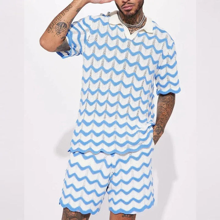 Men's Crochet Set with Zigzag Pattern for Stylish Comfort