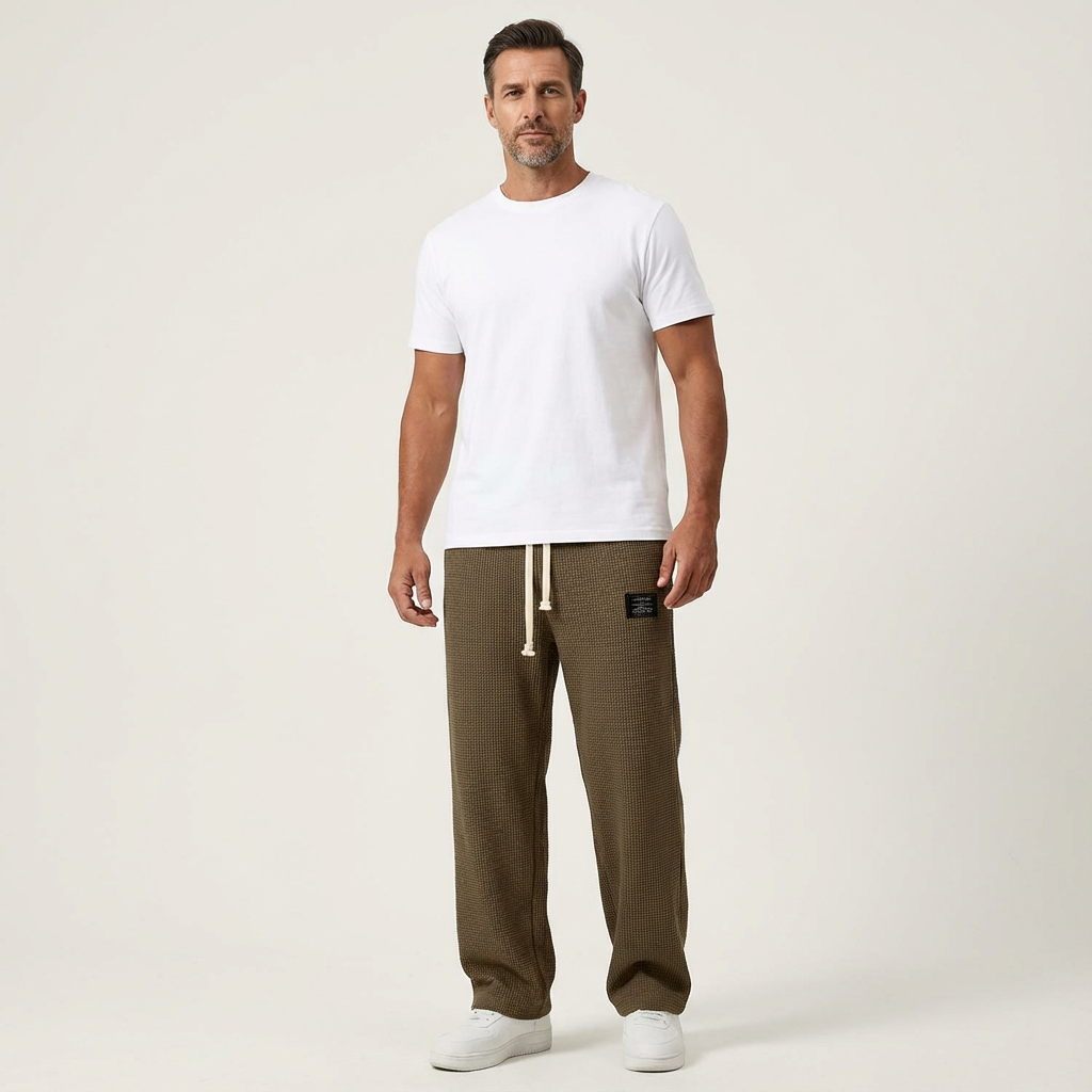 Men's Wide-Leg Adjustable Waist Casual Pants