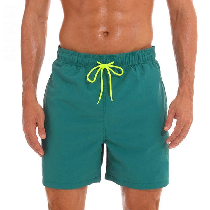 Men's Single-Colored Swim Shorts with Contrast Drawstring