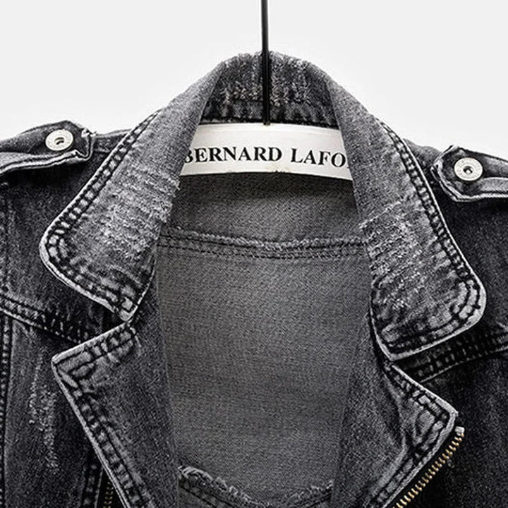 Men's Edgy Stylish Distressed Denim Moto Vest