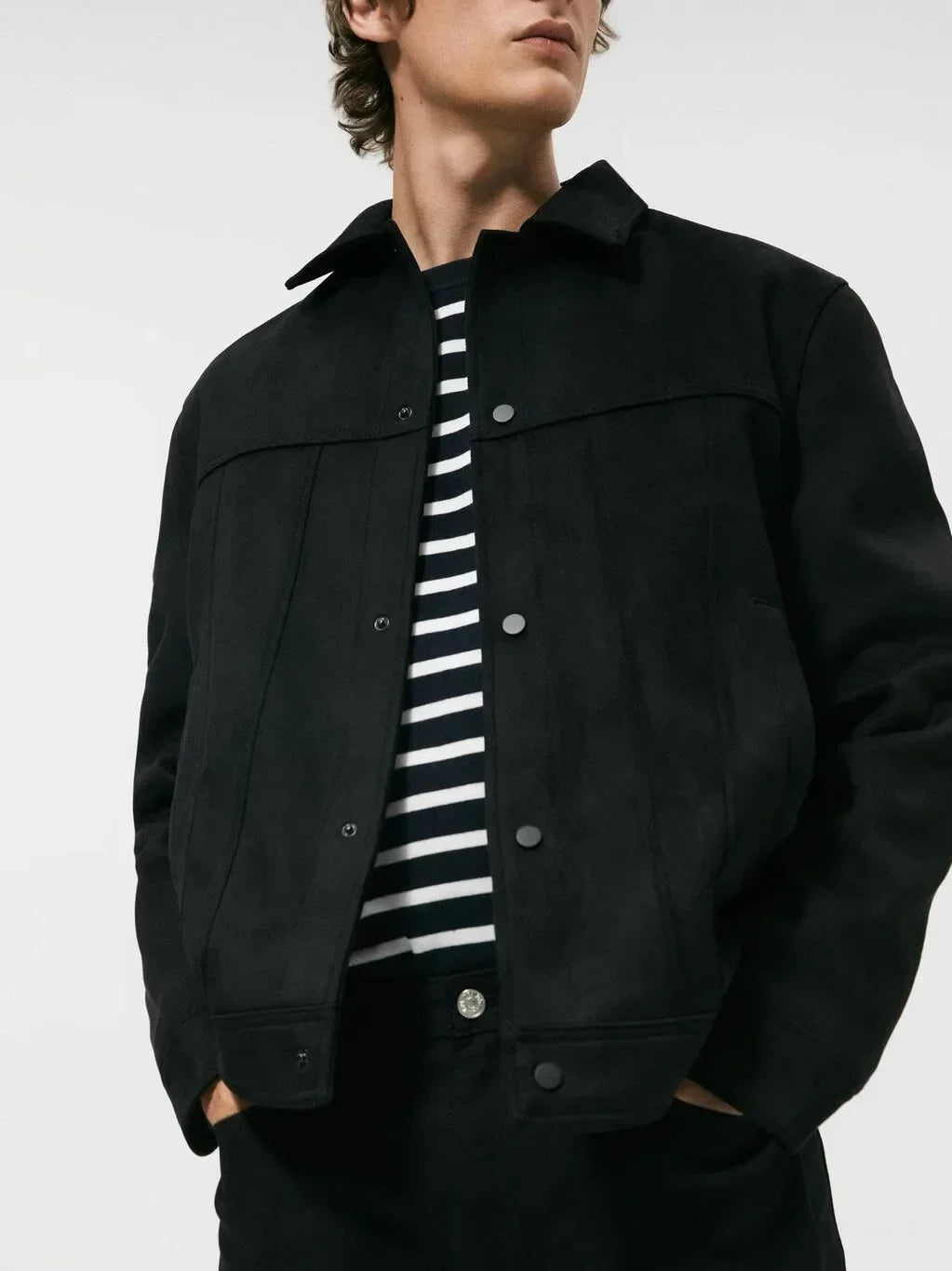 Men's Suede Lapel Single Breasted Jacket Outerwear