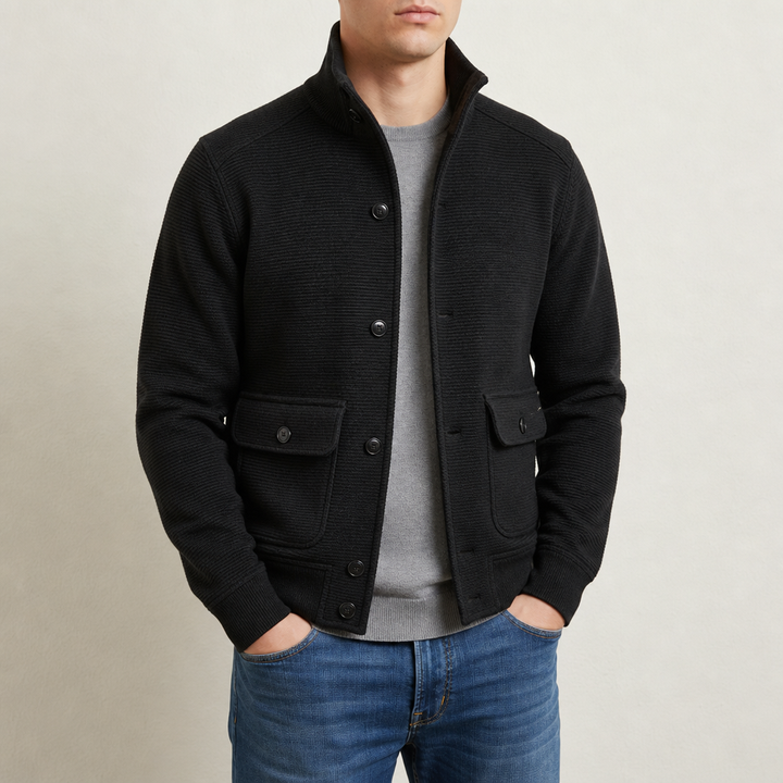 Men's Stand Collar Knit Jacket
