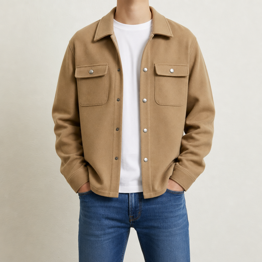 Men's Button-Up Jacket with Angel Design