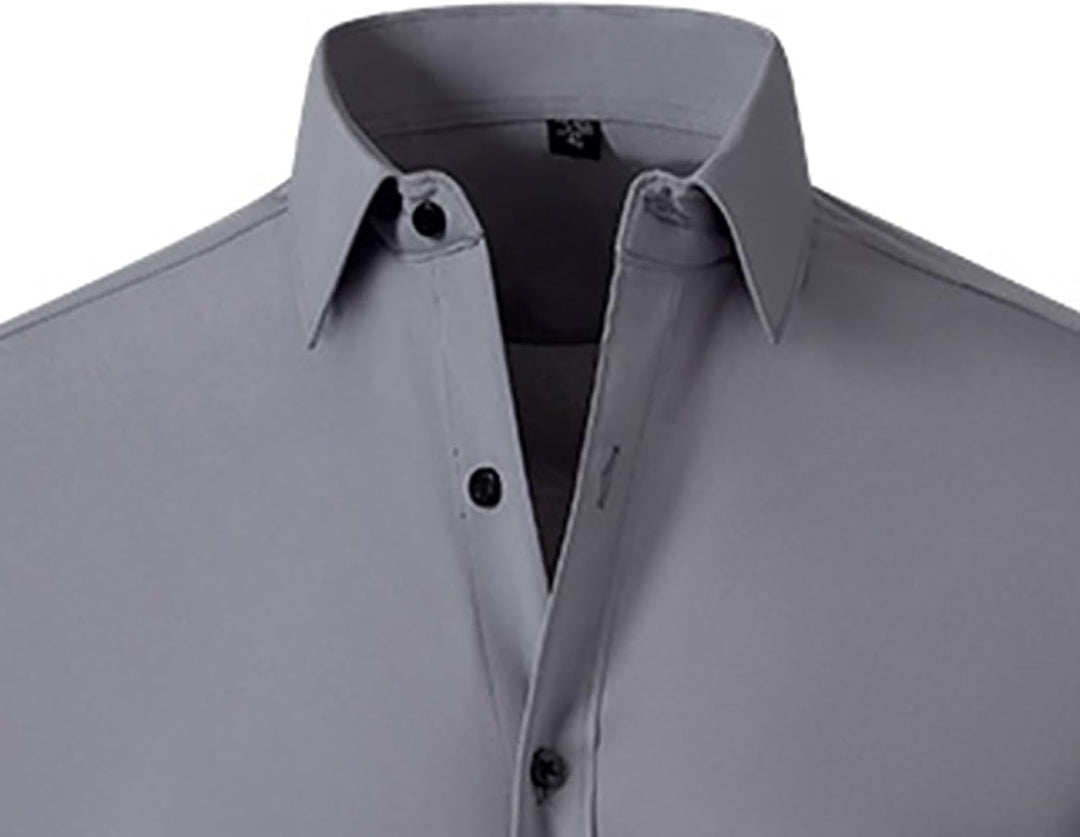 Men's Business Shirt with Button Bar for Professional Style