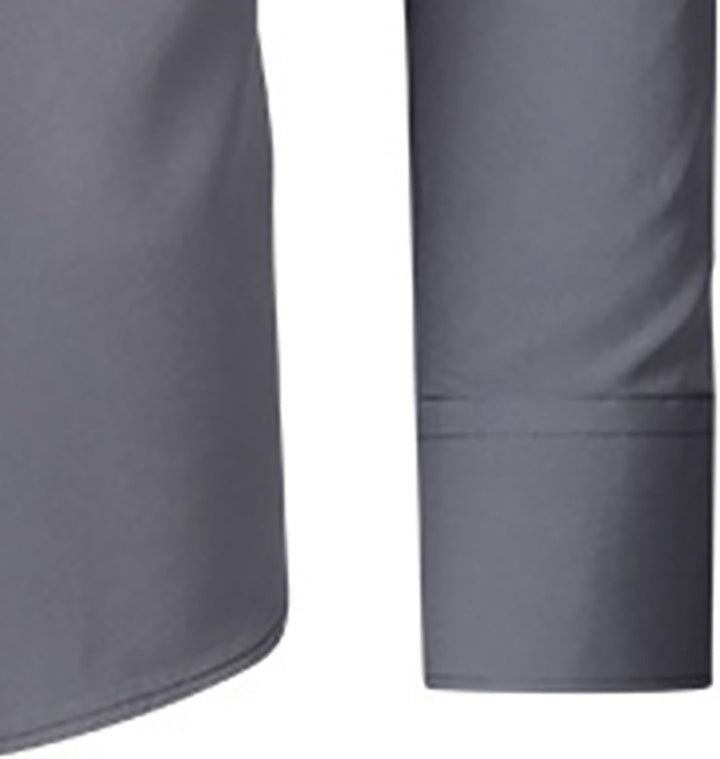 Men's Business Shirt with Button Bar for Professional Style
