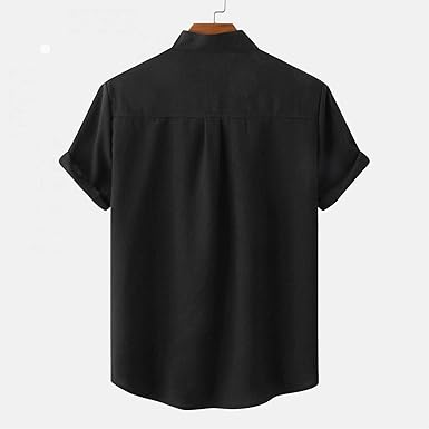 Men's Airy Summer Shirt with Stand-Up Collar for Comfort and Style