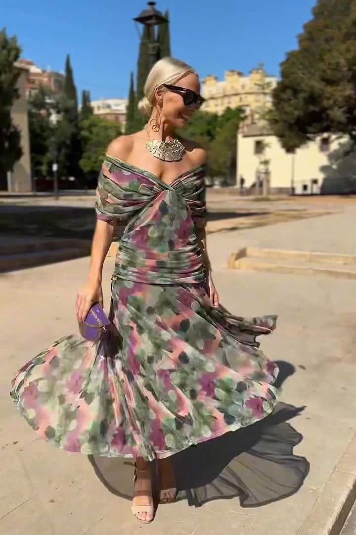 Sophia | Women's Elegant V-neck Fantasy Maxi Dress-Trendy 4 Fit