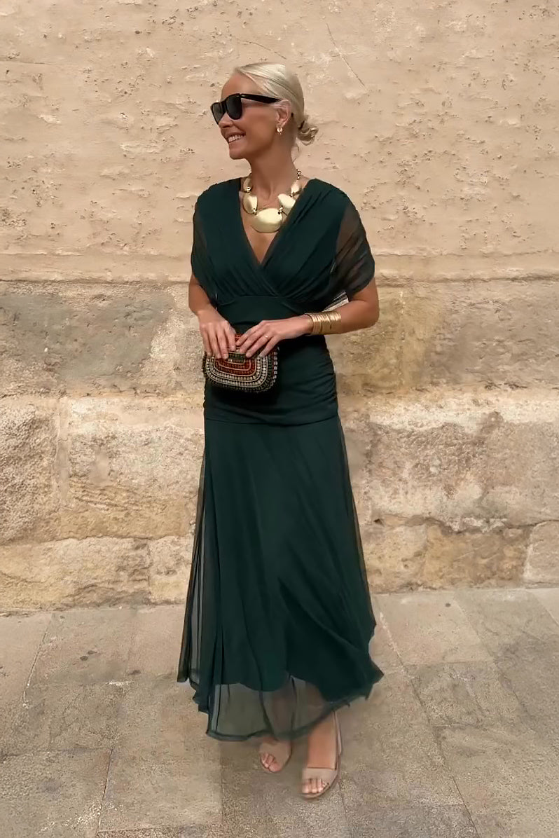 Sophia | Women's Elegant V-neck Fantasy Maxi Dress-Trendy 4 Fit