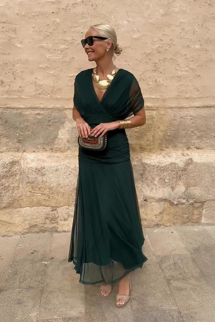 Sophia | Women's Elegant V-neck Fantasy Maxi Dress-Trendy 4 Fit