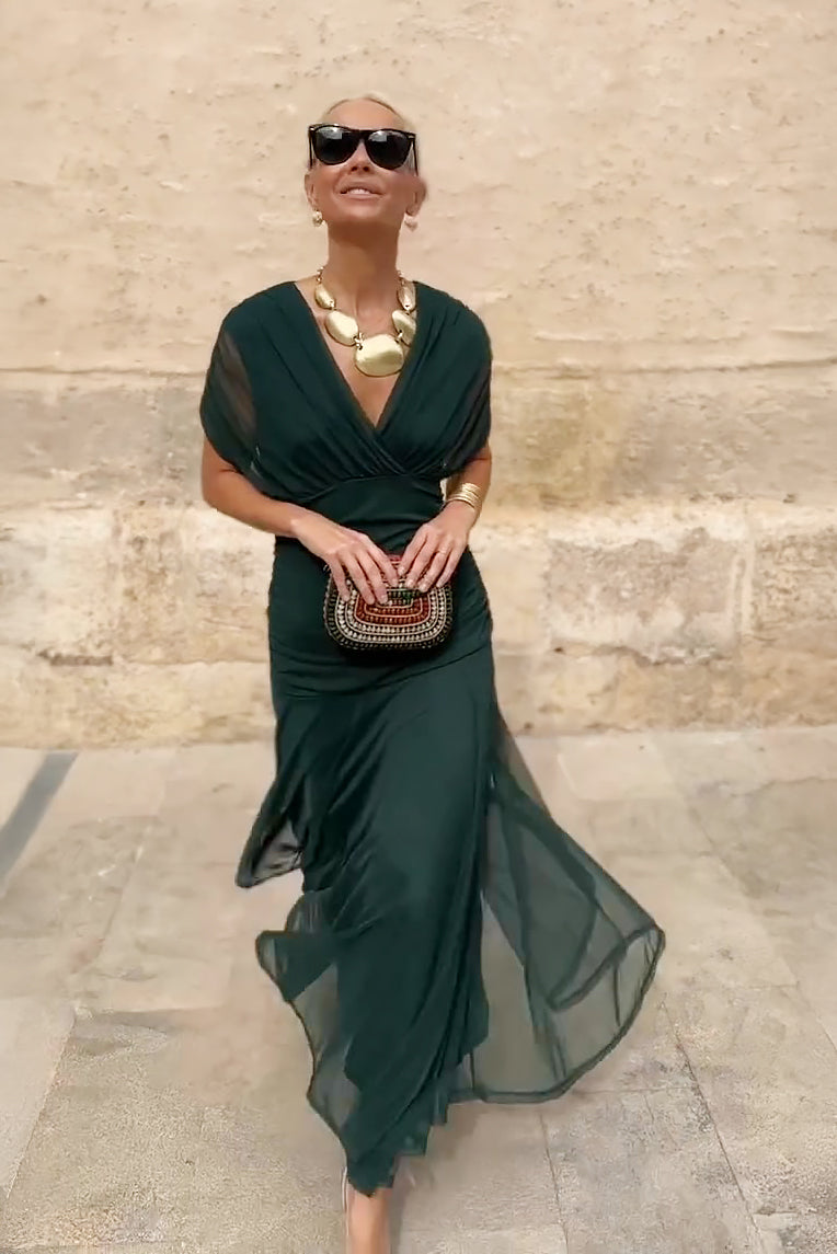 Sophia | Women's Elegant V-neck Fantasy Maxi Dress-Trendy 4 Fit